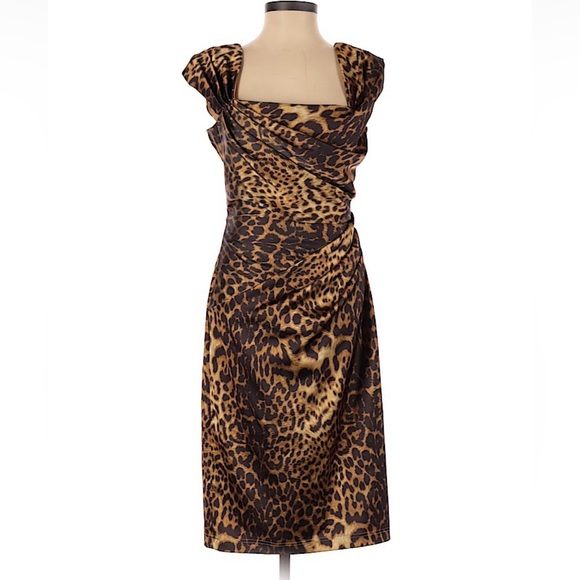 Tadashi Shoji Size 4 leopard print cocktail dress - Picture 1 of 3